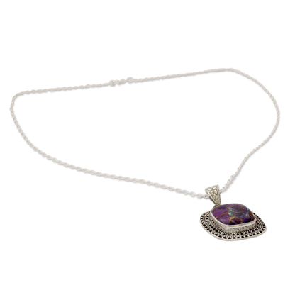 Violet Sunset Purple Turquoise Necklace in Sterling Silver