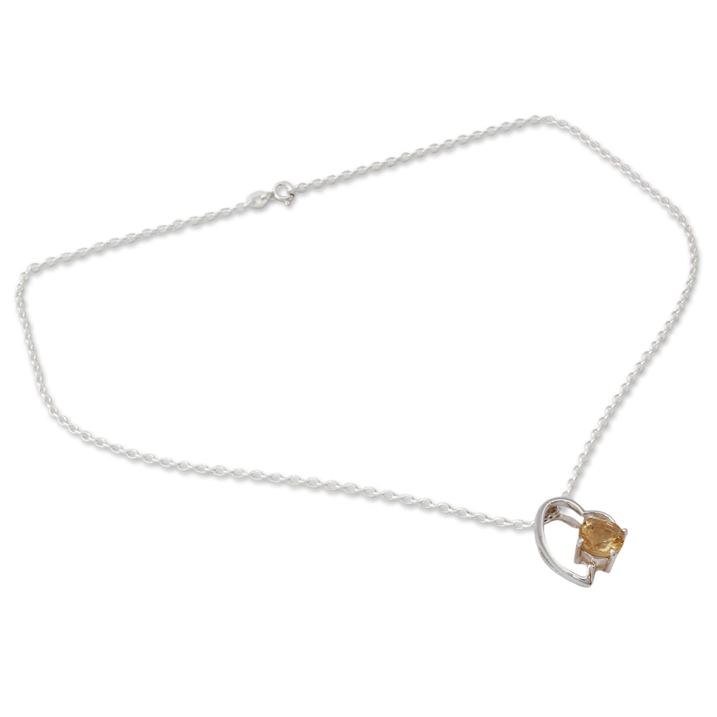 Promise of Love Indian Heart Jewelry Sterling Silver and Citrine Necklace