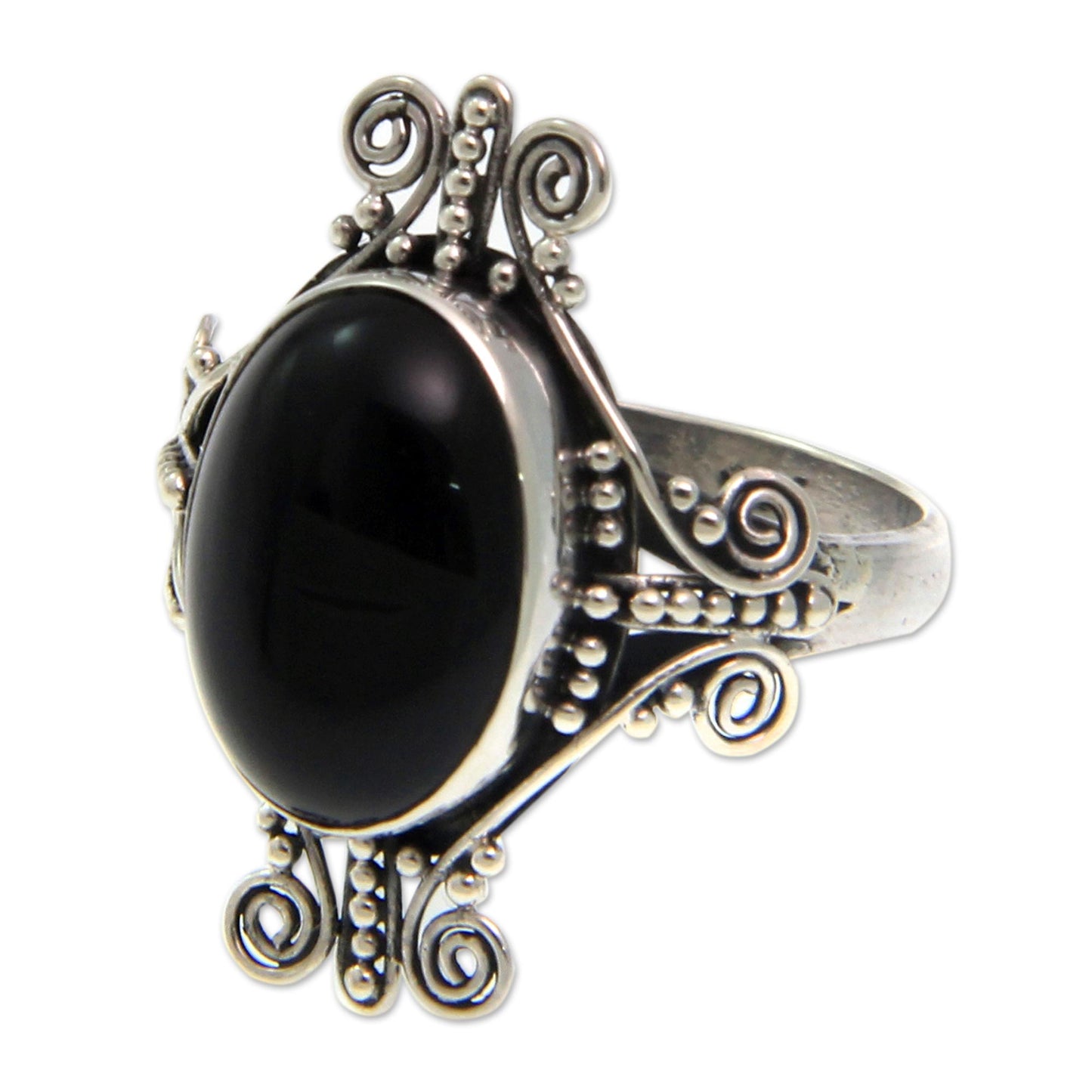 Dreams of Bali Sterling Silver and Onyx Ring