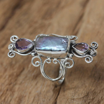 Lavender Myths Pearl Amethyst & Silver Ring