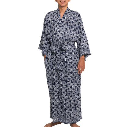 Navy Blue Nebula Men's Batik Robe