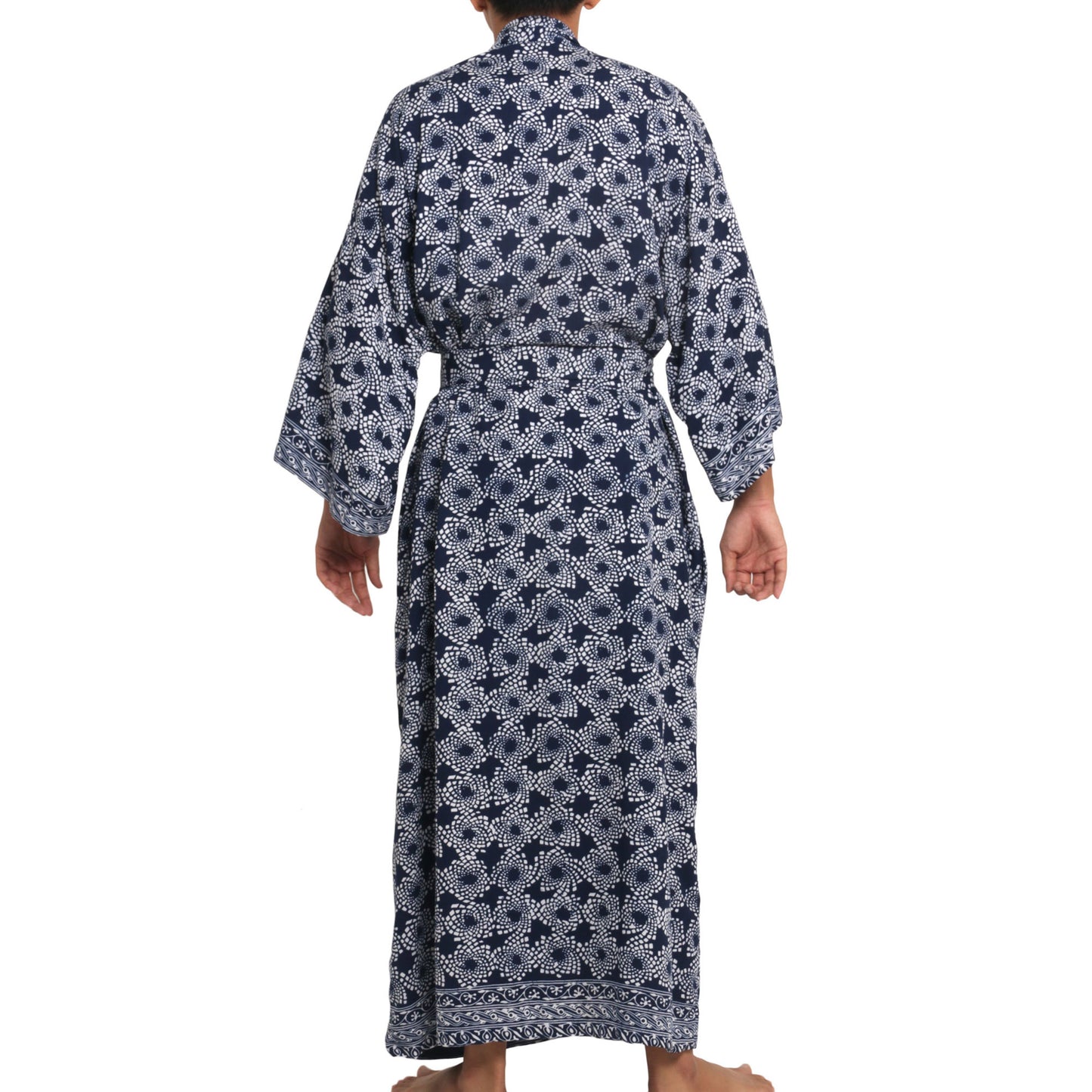 Navy Blue Nebula Men's Batik Robe