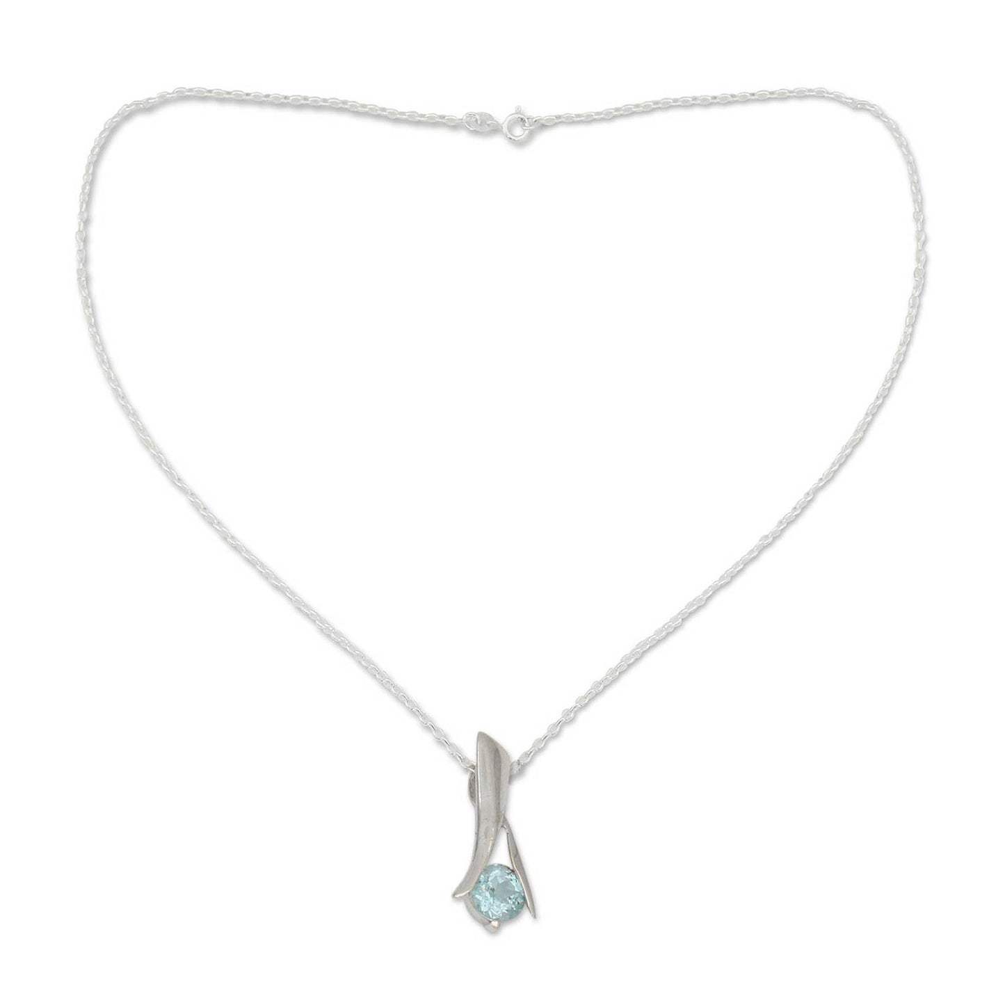 Silver Flare Indian Sterling Silver and Blue Topaz Necklace