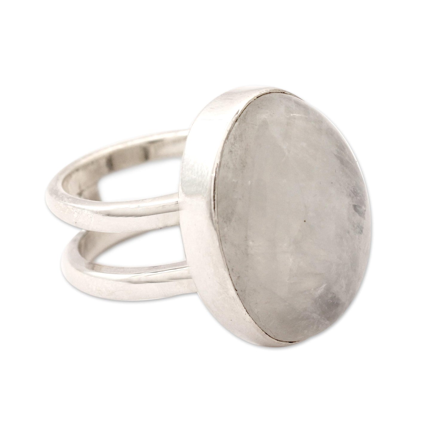 Radiant Light Rainbow Moonstone Silver Cocktail Ring