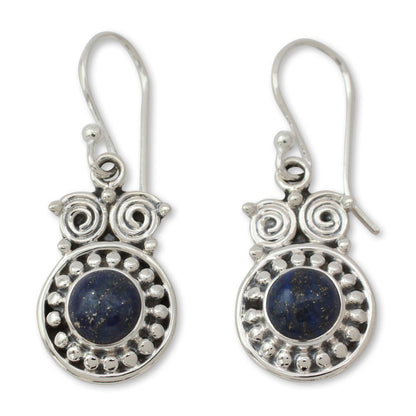 Intuitive Owl Hand Crafted Sterling Silver and Lapis Lazuli Earrings