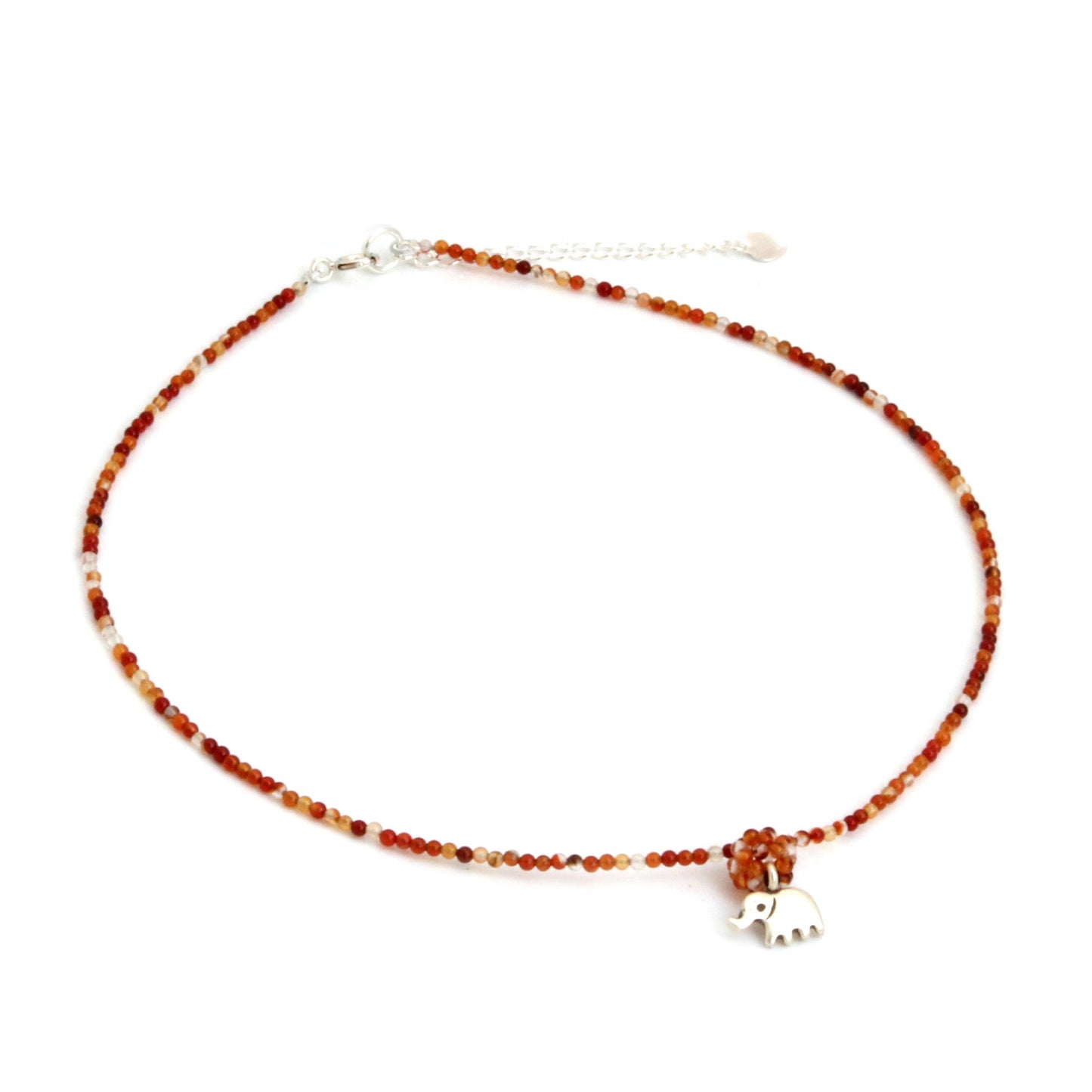 Elephantine Charm Hand Made Beaded Carnelian Necklace