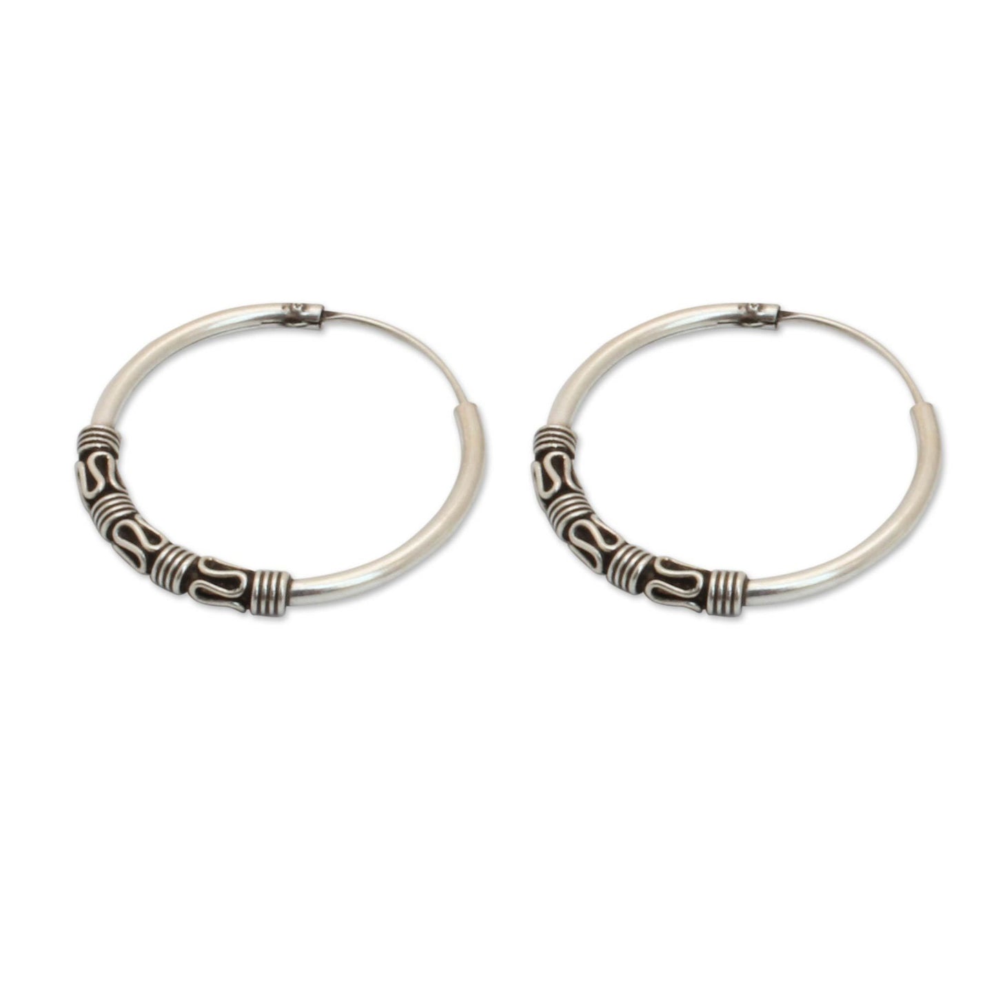 NOVICA - Endless Hoop Sterling Silver Earrings