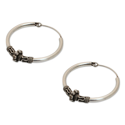 Old Siam Silver Hoop Earrings