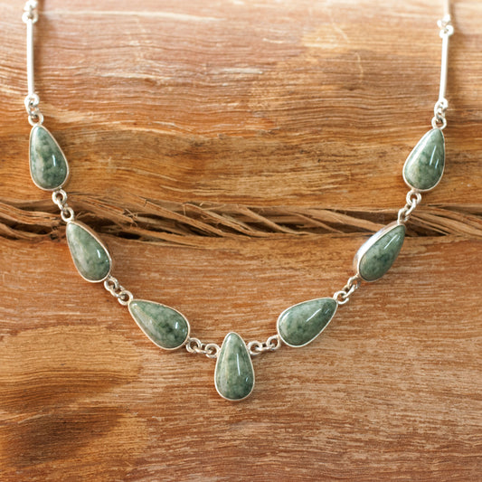 Pale Green Tears Handcrafted Modern Sterling Silver Pendant Jade Necklace