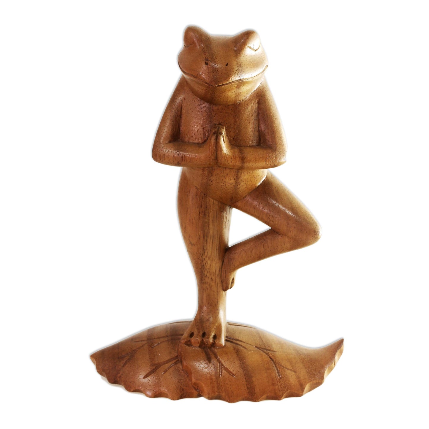 Tree Pose Yoga Frog Wood Sculpture