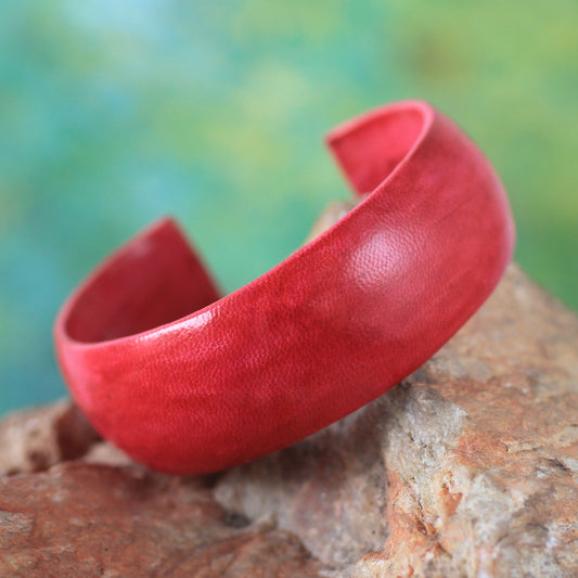 Annula in Red Leather Cuff Bracelet