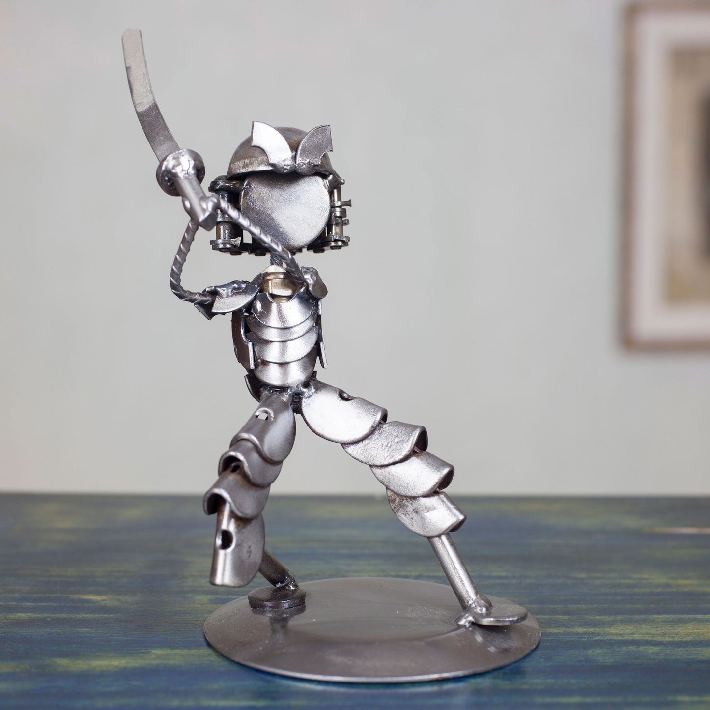 Rustic Samurai Recycled Metal Sculpture