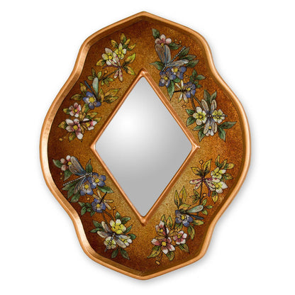 Golden Summer Garden Wood Mirror