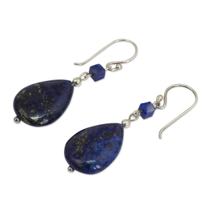 Blue Lily Lapis Lazuli Silver Earrings