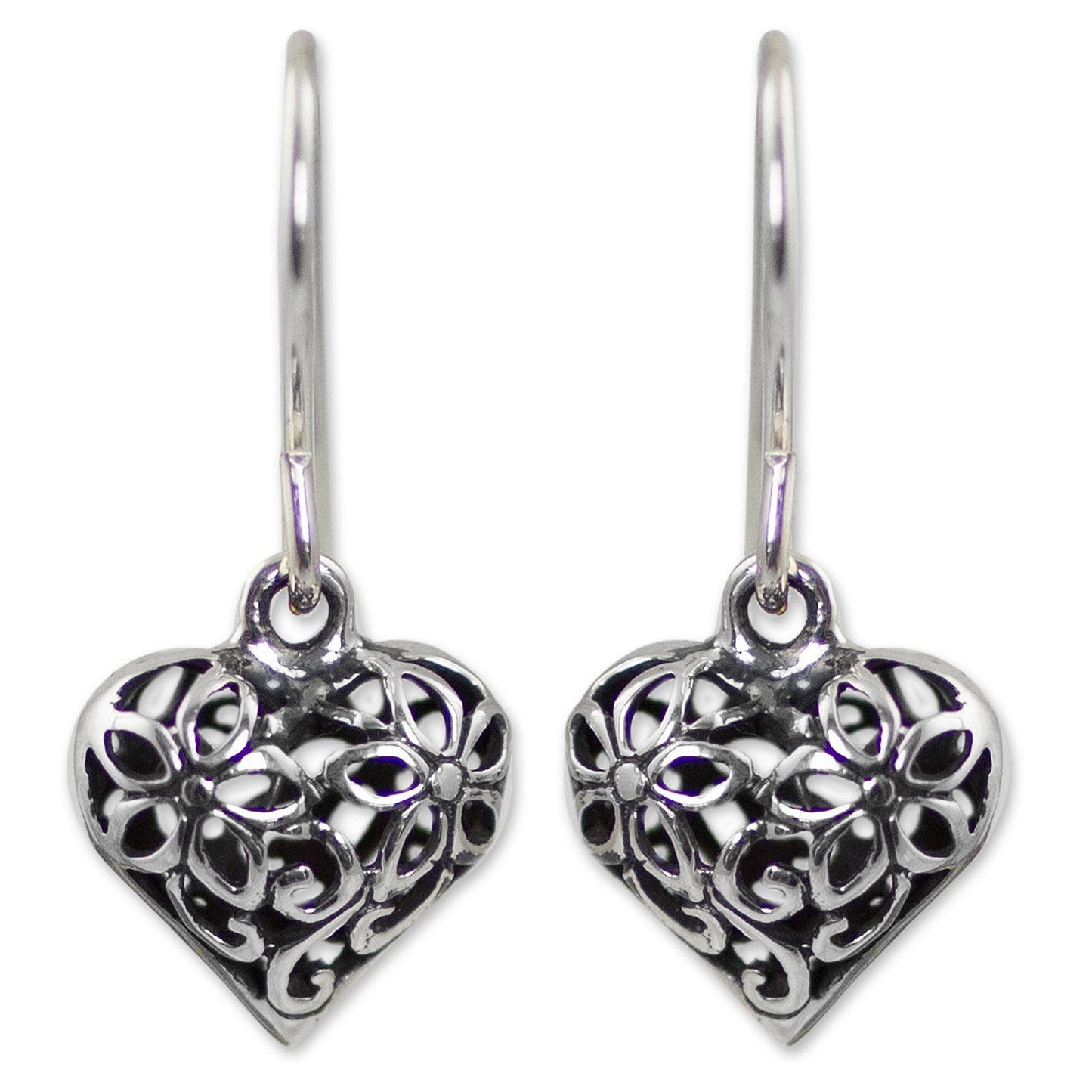 Blossoming Heart Sterling silver flower earrings