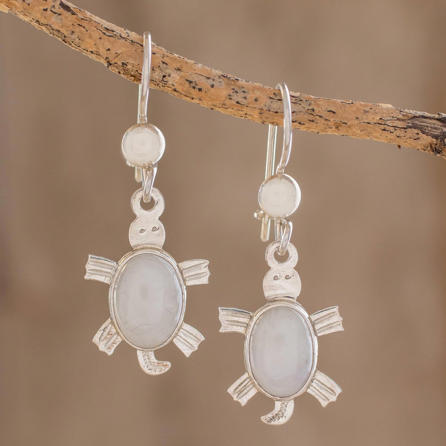 Marine Turtles Lilac jade dangle earrings