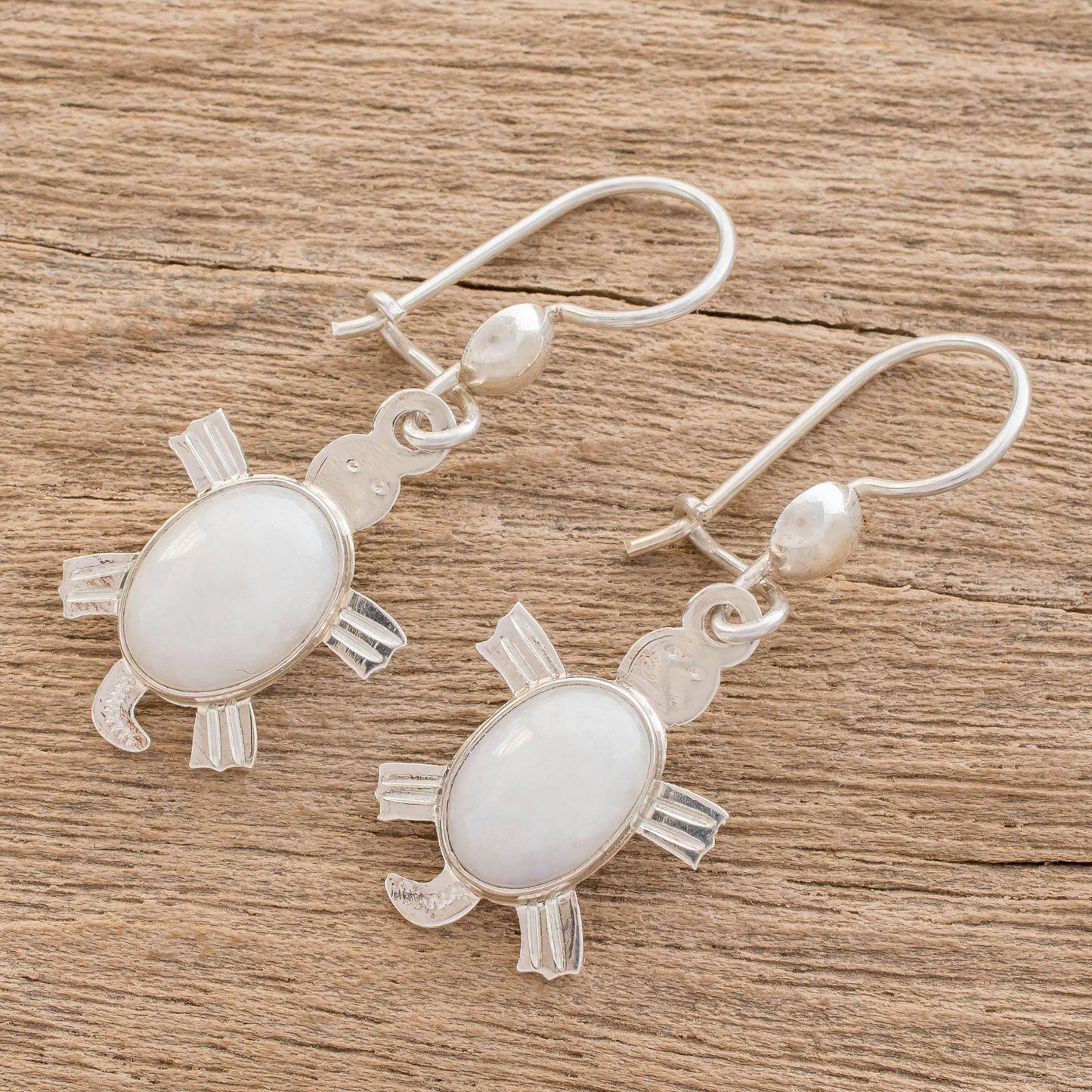 Marine Turtles Lilac jade dangle earrings