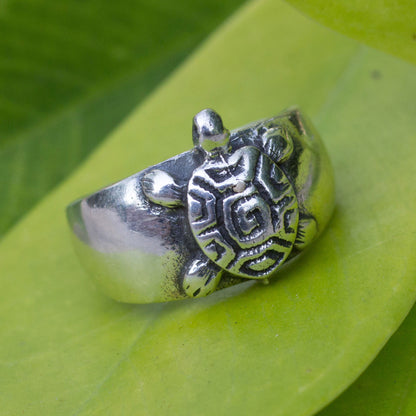 Walk Slowly Silver Turtle Toe Ring