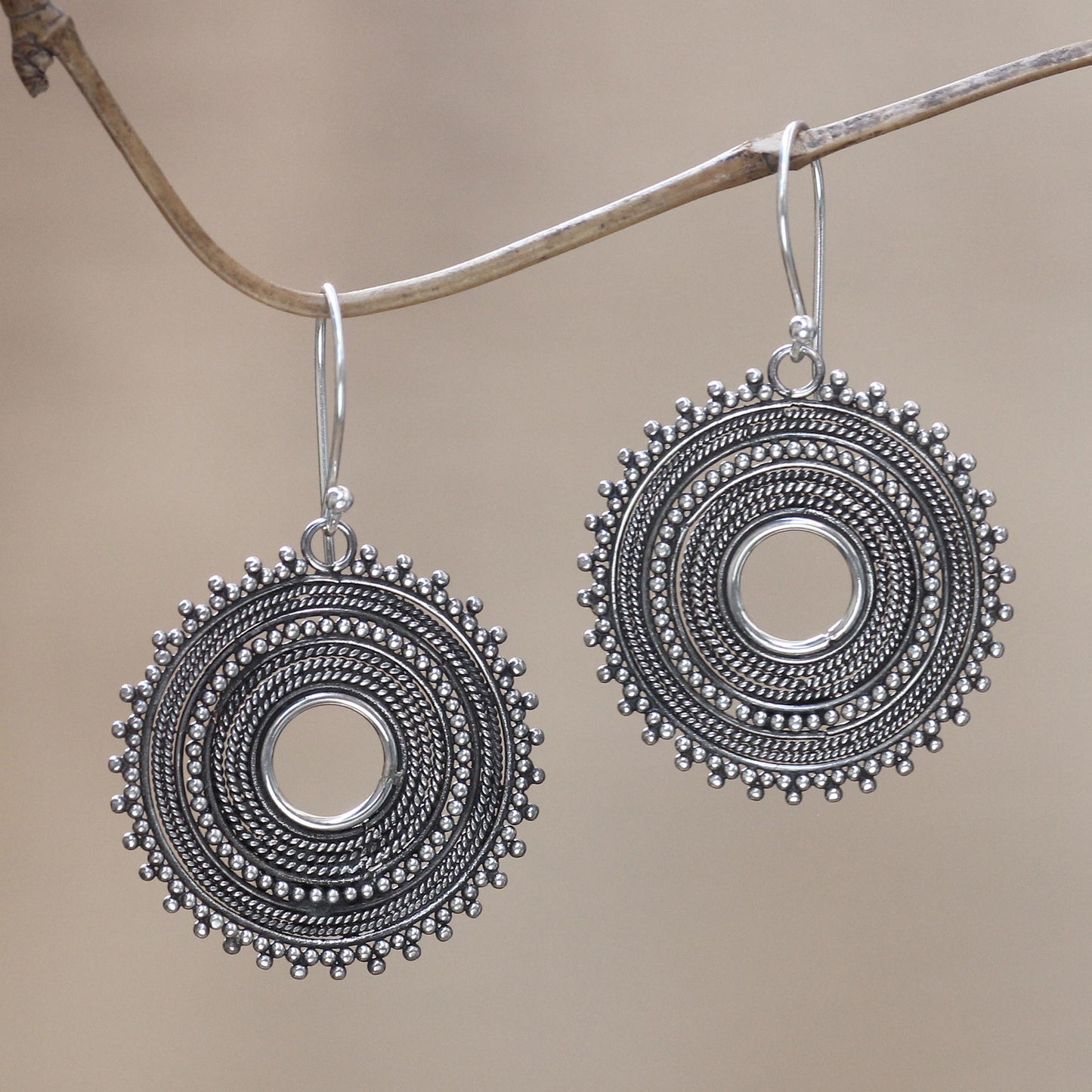 Dazzling Moons Sterling silver dangle earrings