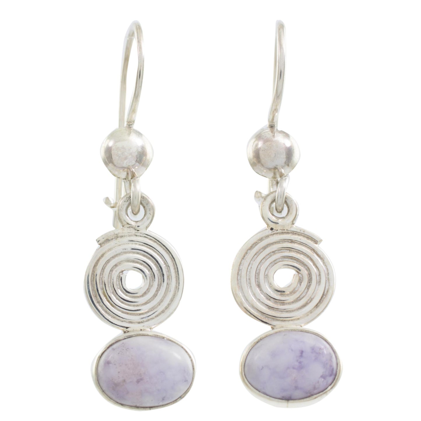 Spiral of Life Lilac jade dangle earrings