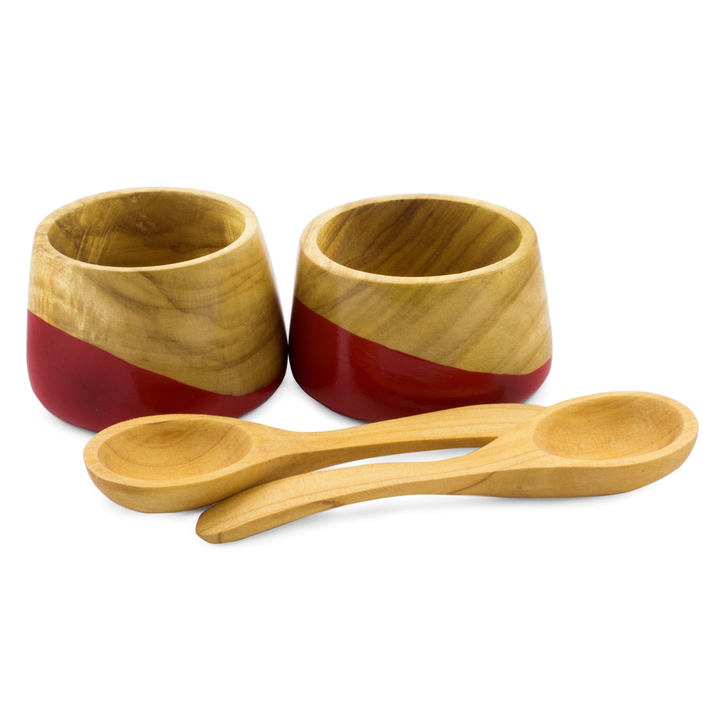 Spicy Red Salsa Bowls and Spoons Hand Crafted (pair)