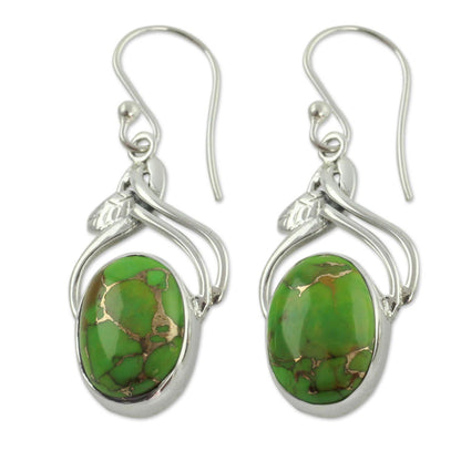 Green Dew Handcrafted Sterling Silver Earrings from India