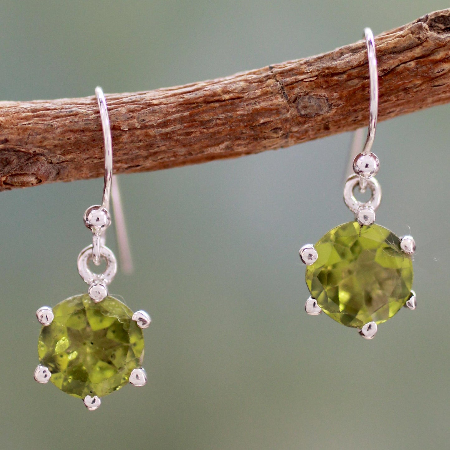 Lime Solitaire Sterling Silver & Peridot Earrings