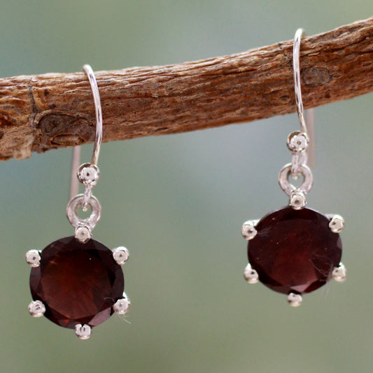 Scarlet Solitaire Sterling Silver Earrings