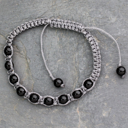 Quiet Dark Onyx Shambhala-style bracelet