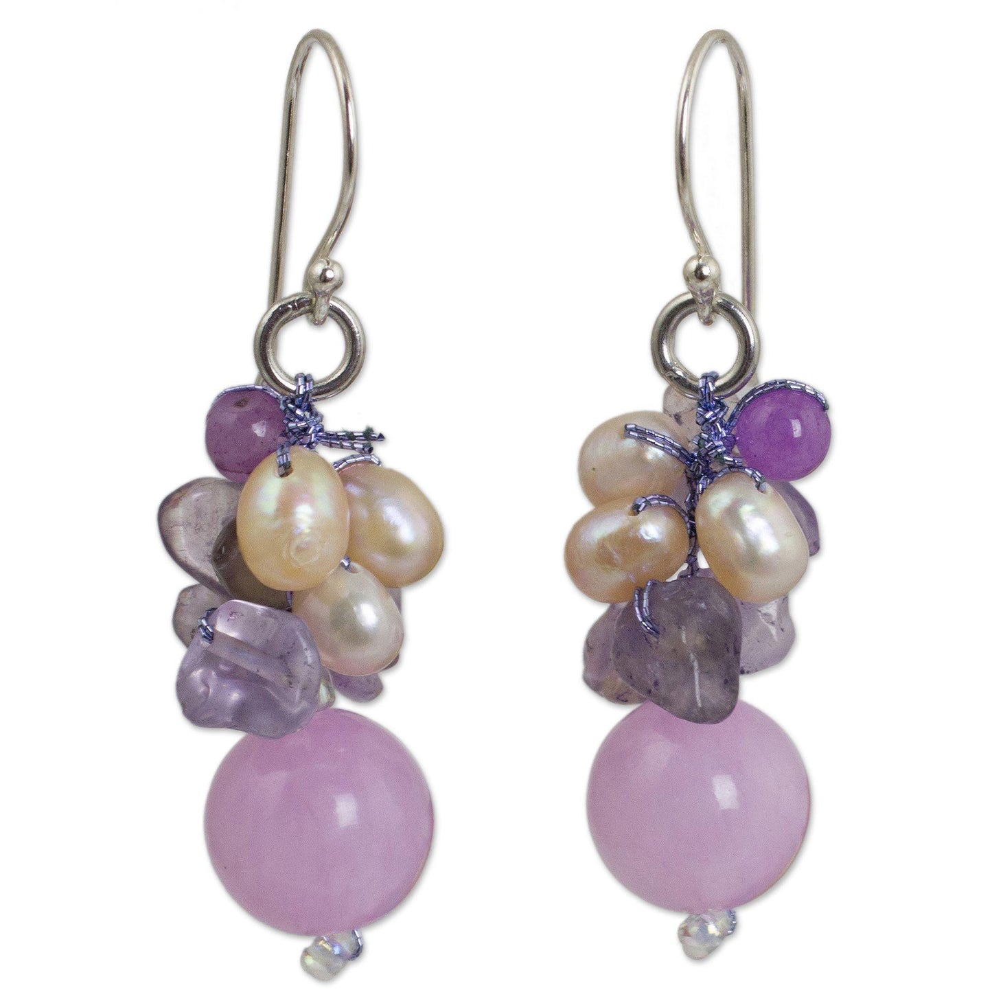 Lavender Gemstone & Pearl Beaded Earrings