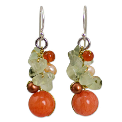 Spicy Peach Beaded Earrings