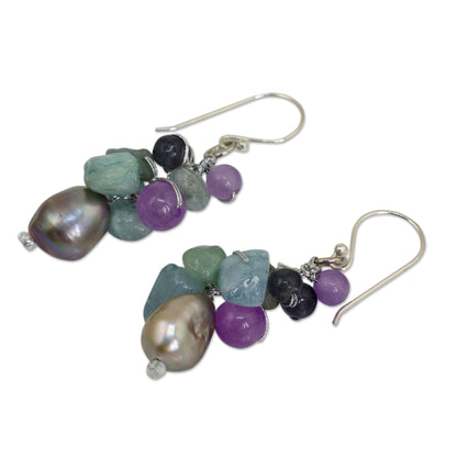 Clover Multi-Gem & Pearl Beaded Earrings