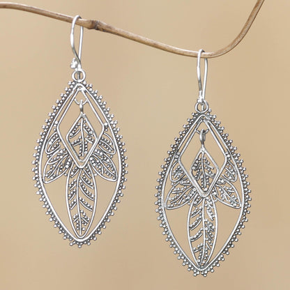 Dewdrop Leaf Sterling 925 Silver Dangle Earrings