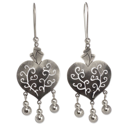 Depth of Heart Artisan Crafted Earrings Taxco Sterling Silver Jewelry