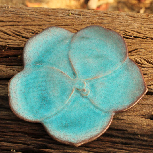 Turquoise Vanda Handmade Floral Celadon Ceramic Salad Plate