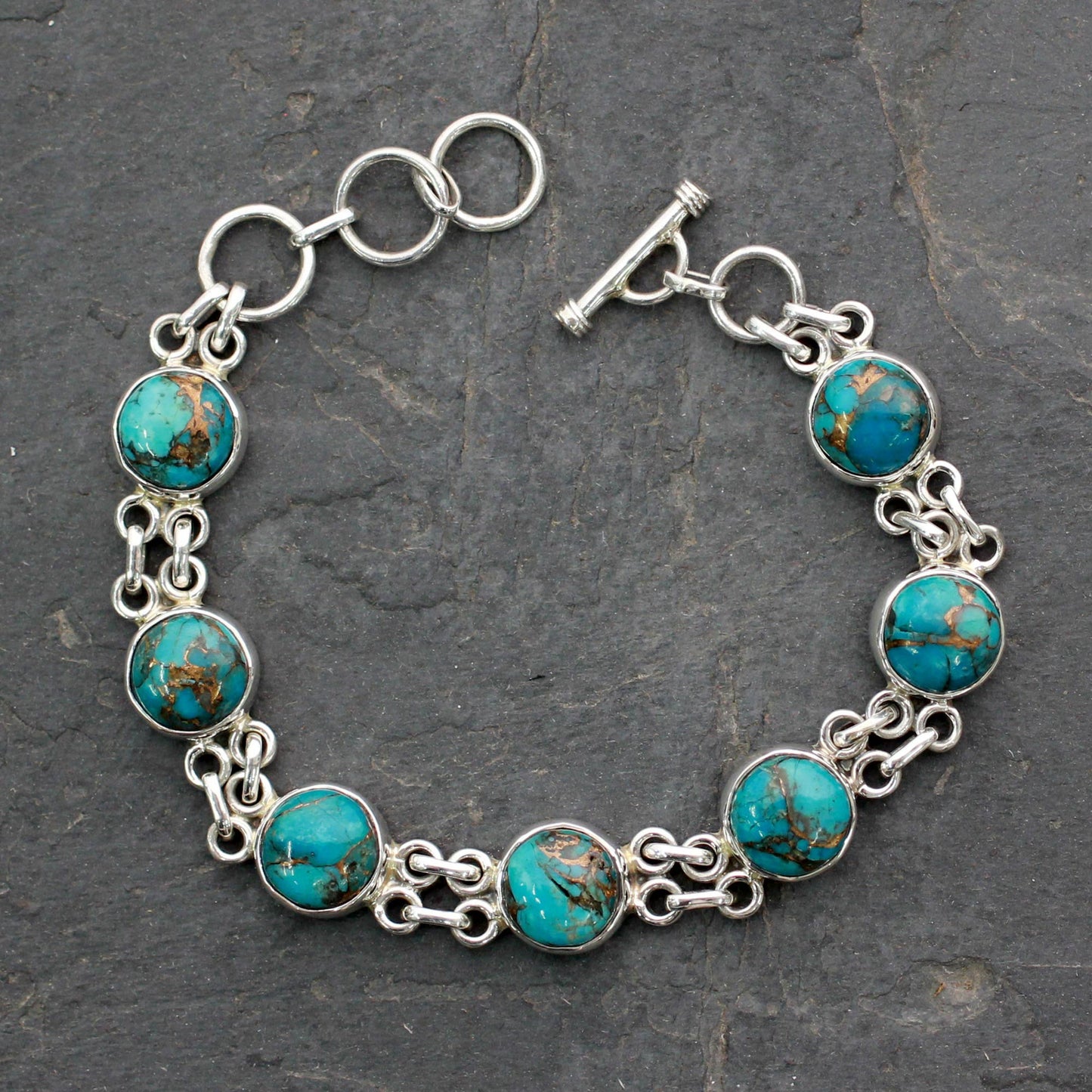 Sky Paths Silver and Comp Turquoise Bracelet from India Jewelry