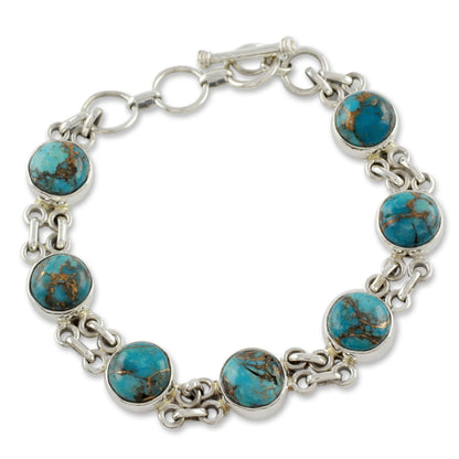 Sky Paths Silver and Comp Turquoise Bracelet from India Jewelry