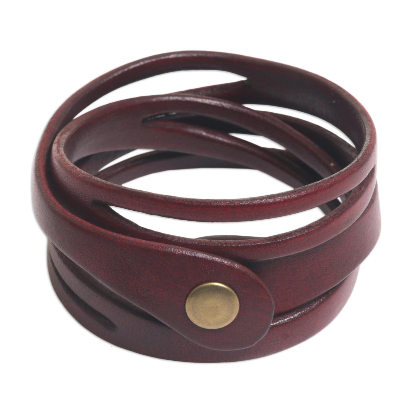 Crimson Whisper Artisan Crafted Red Leather Wrap Bracelet