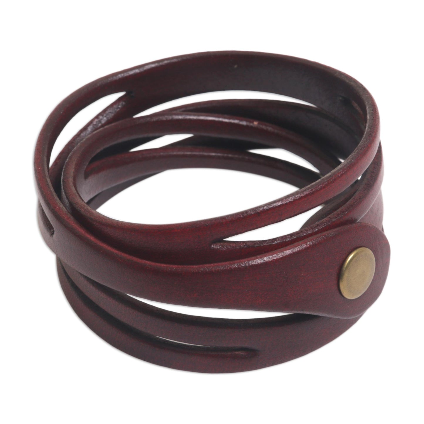 Crimson Whisper Artisan Crafted Red Leather Wrap Bracelet