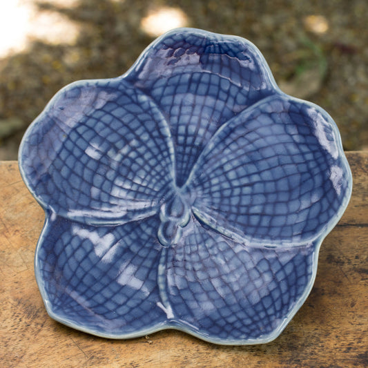 Blue Vanda Floral Celadon Ceramic Serving Plate