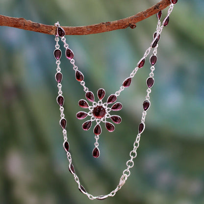 Crimson Allure Garnet & Silver Necklace