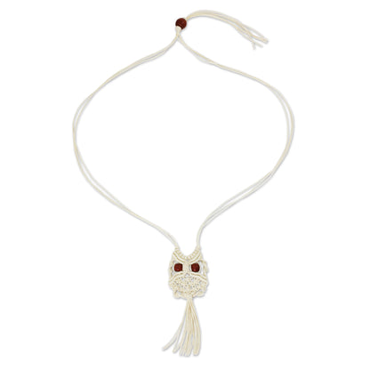 White Owl Handcrafted Thai Macrame Bird necklace