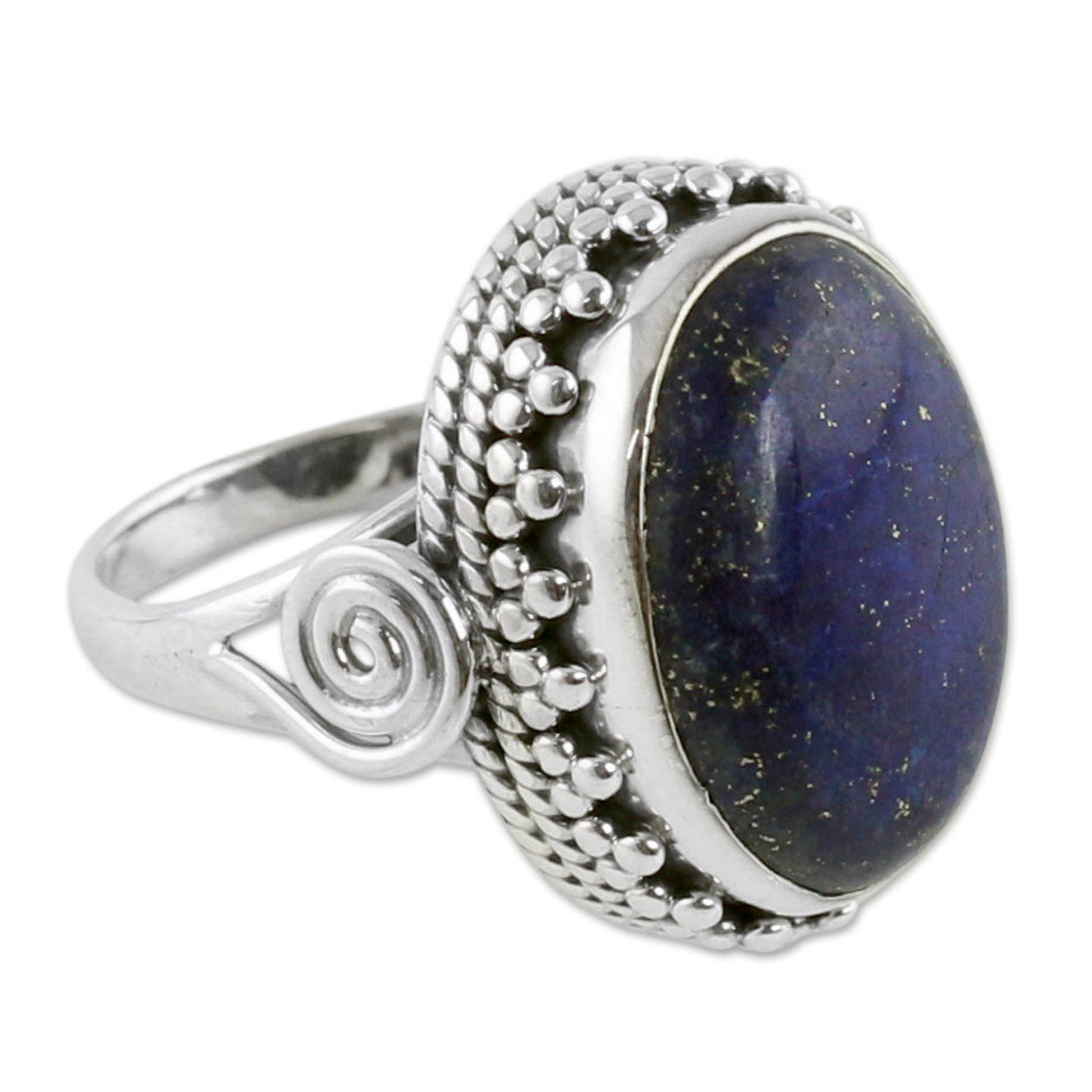 NOVICA - Handcrafted Lapis Lazuli & Sterling Silver Cocktail Ring