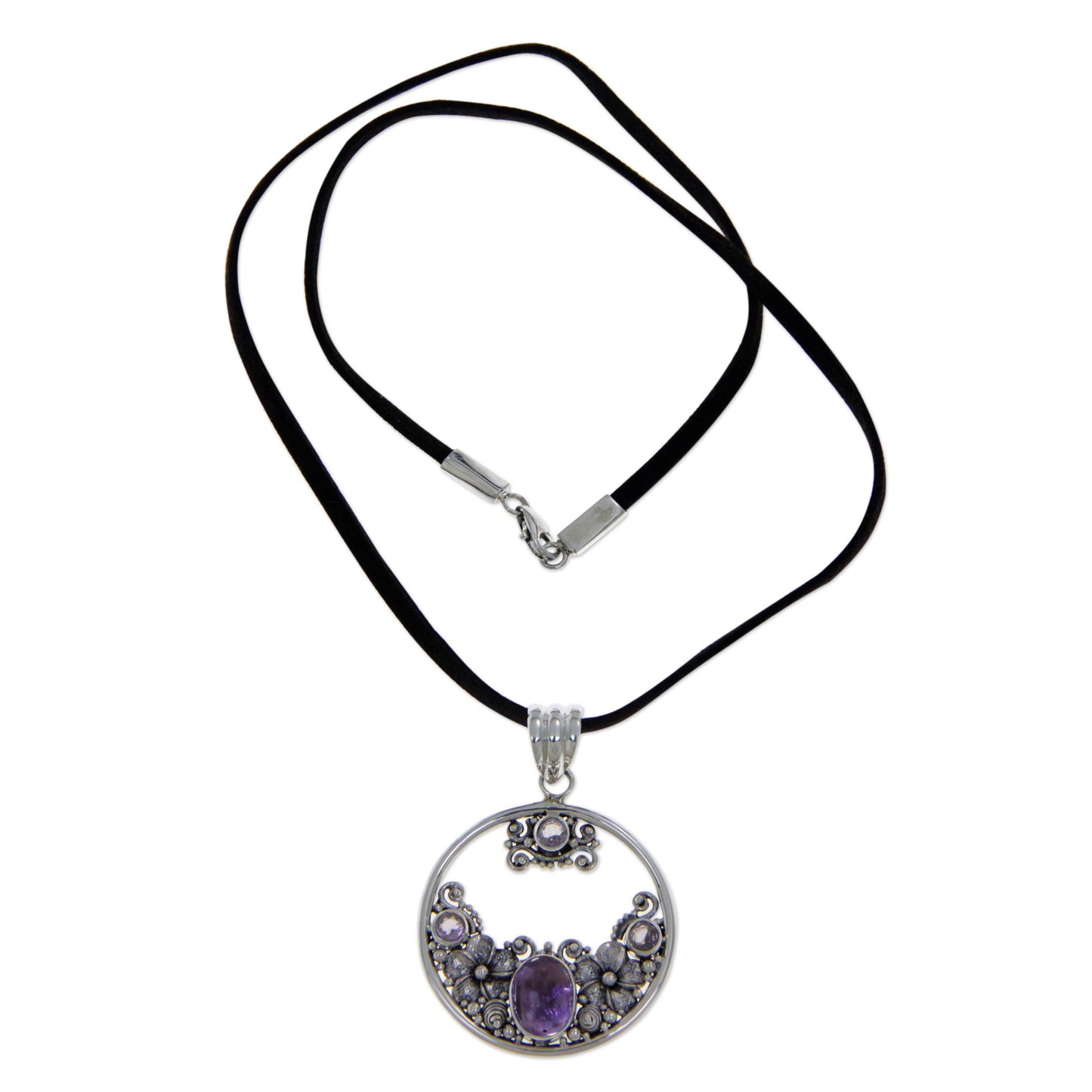 Amethyst Frangipani Moon Necklace