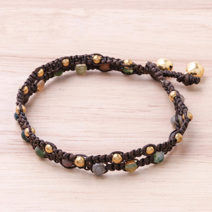 Green Boho Chic Agate Brass Bracelet