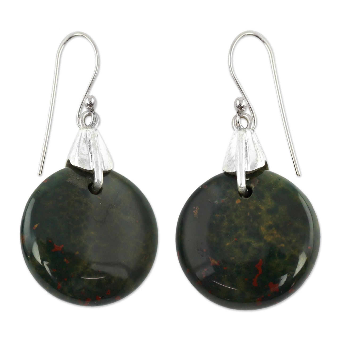 Moon of Justice Bloodstone Sphere Earrings India Artisan Jewelry