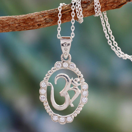 Peaceful Om Sterling Silver Pendant Necklace