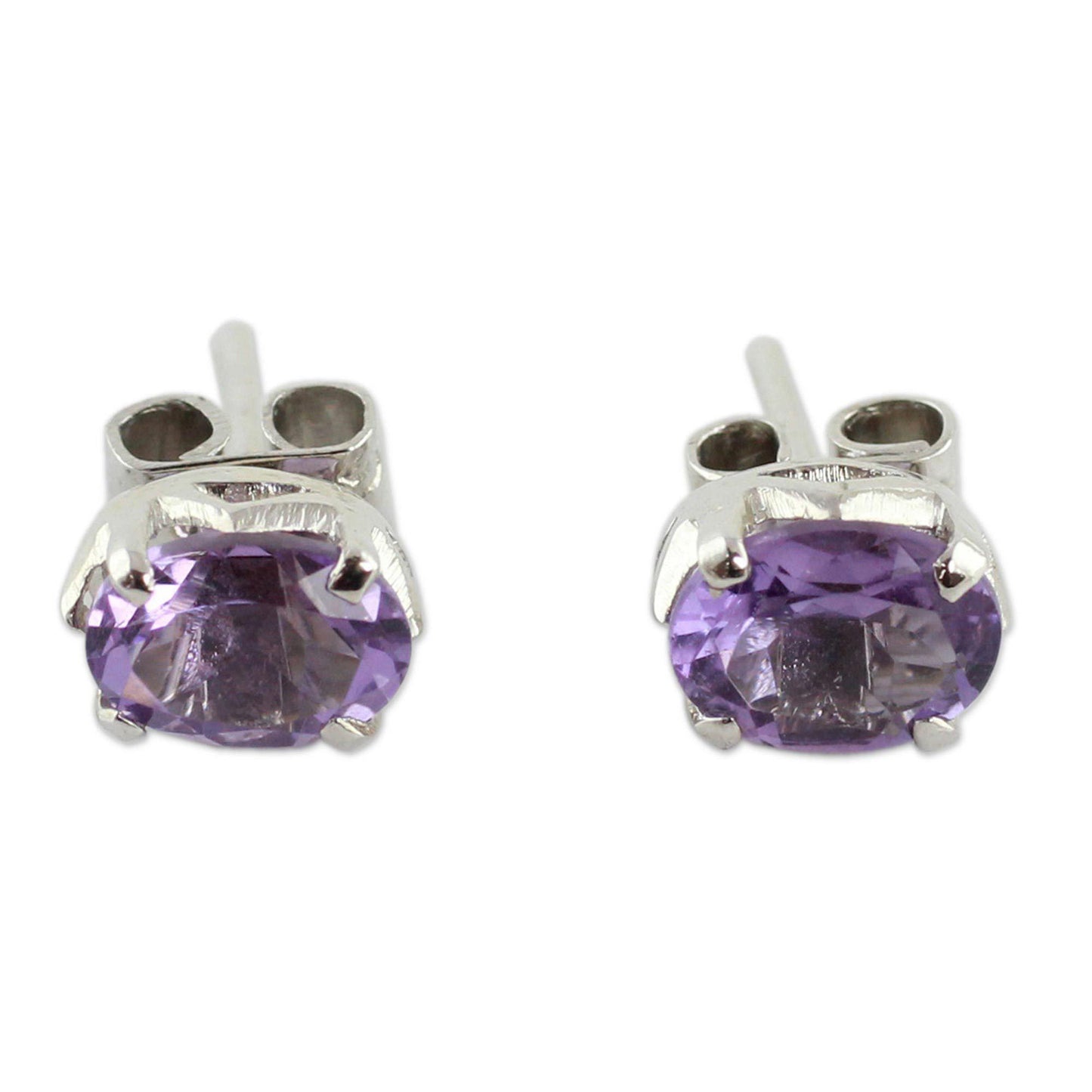 NOVICA - Handcrafted Amethyst & Sterling Silver Earrings