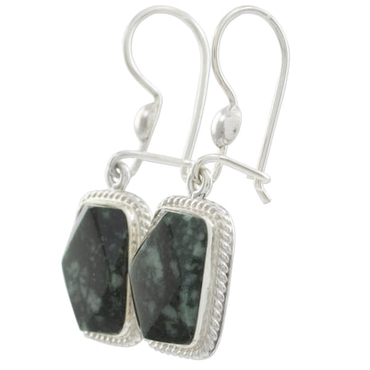 Maya Forest Princess Artisan Crafted Jade and Sterling Silver Earrings