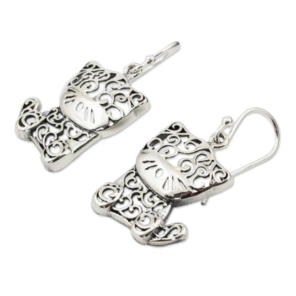 NOVICA - Filigree Kitten Sterling Silver Earrings